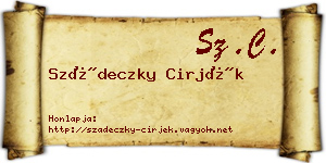 Szádeczky Cirjék névjegykártya