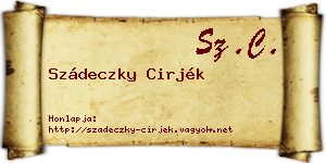 Szádeczky Cirjék névjegykártya